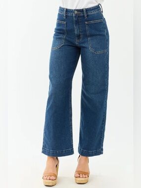 Sneak Peak Vintage Wash Wide Leg Stretchy Jeans